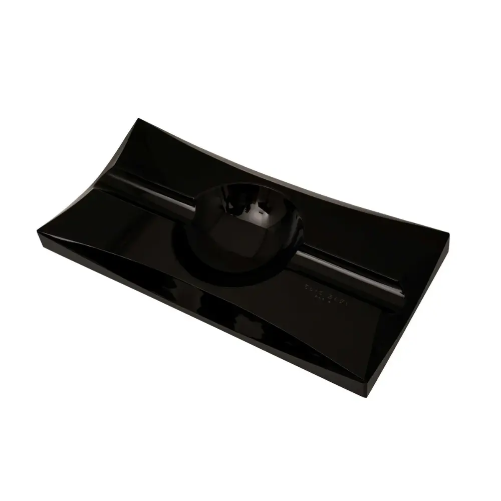 Ashtray - Elie Blue Obsidian Rectangular Black - 2 Cigars