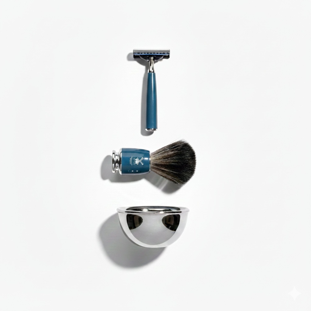 Shaving Accessories - Mühle Rytmo Set Of 3 Fusion Razor, Brush & Holder Petrol