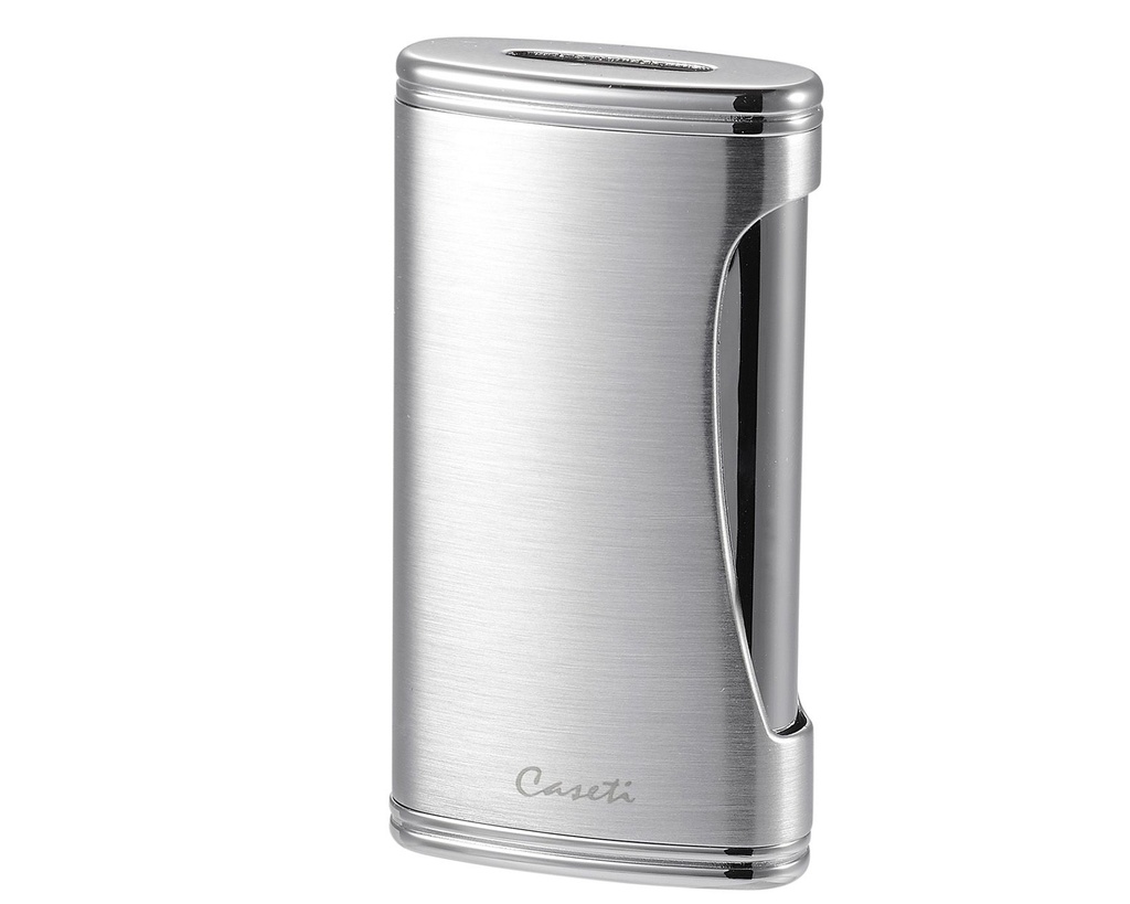 Lighter - Caseti Paris Wide Flat Flame + Puncher Chrome/Matte Silver