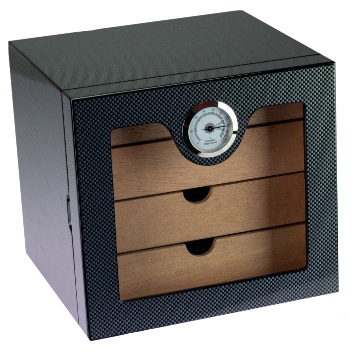 Humidor - Cabinet Carbon 4 Drawers - 80 Cigars