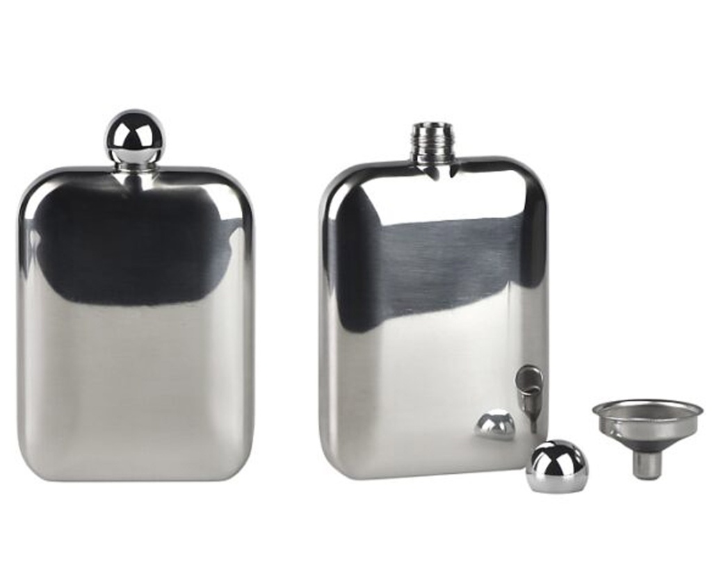 Hip Flask - Lubinski Rounded + Funnel - 6Oz