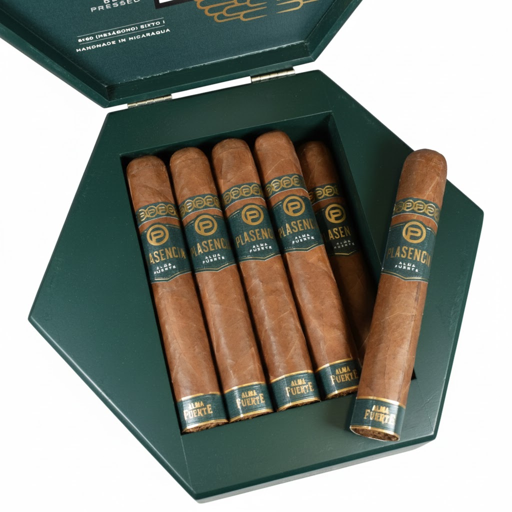 Plasencia Alma Fuerte Green Sixto I Hexagon - Box Of 10 Cigars
