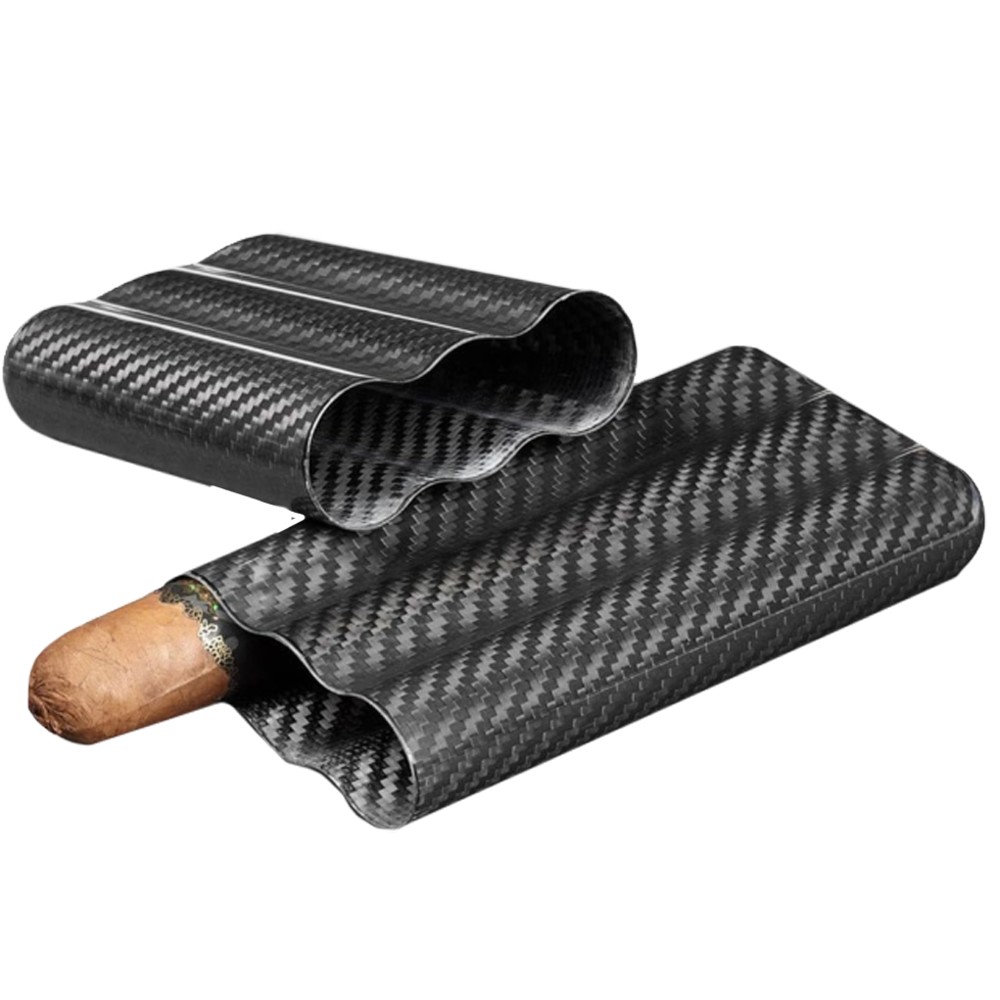 Cigar Case - Passatore Carbon Fibre Black - 3 Cigars