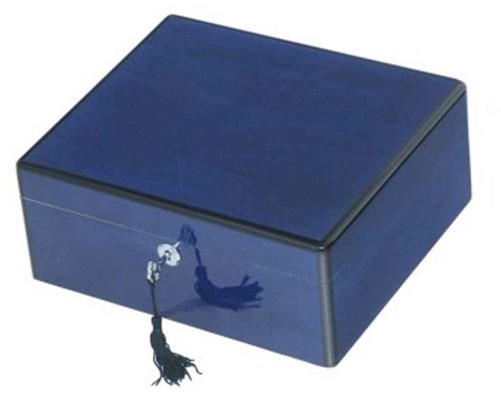 Humidor - Lubinski High Polish Blue - 50 Cigars