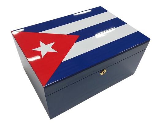 [16114] Humidor - Cuban Flag Blue - 100 Cigars