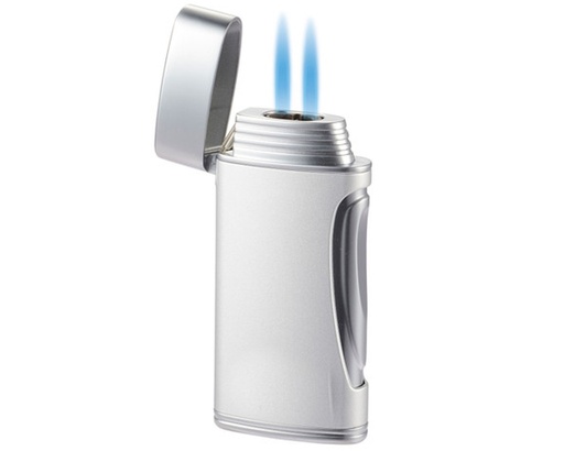 [16934] Lighter - Caseti Paris Double Jet Chrome/Matte Silver
