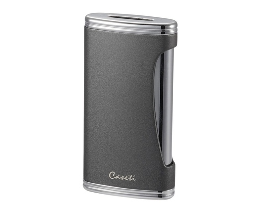 [16938] Lighter - Caseti Paris Wide Flat Flame+ Puncher Chrome/Matte Grey