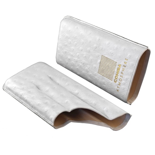 [39359] Cigar Case - Cohiba Atmosphere Leather White/Gold - 3 Cigars