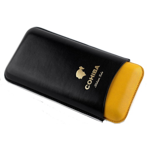 [39360] Cigar Case - Cohiba Leather 2023 Black/Yellow - 3 Cigars