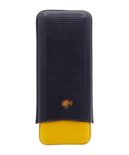 [39361] Cigar Case - Cohiba Leather Black/Yellow - 3 Cigars