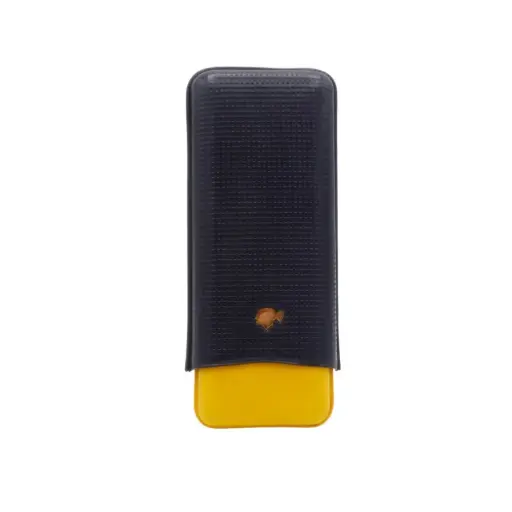 [39361] Cigar Case - Cohiba Leather Black/Yellow - 3 Cigars