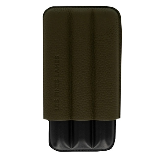 [39480] Cigar Case - Les Fines Lames Odg Green Pebble Leather - 3 Cigars