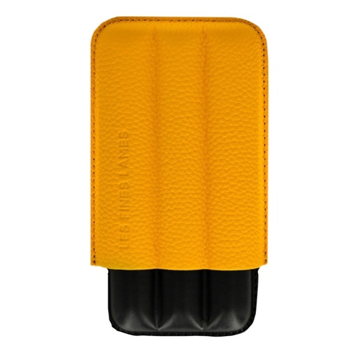 [39481] Cigar Case - Les Fines Lames Pebble Leather Yellow - 3 Cigars